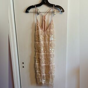 Pink Fringe & Sequin Slip Dress